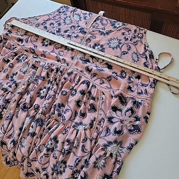 Torrid Lace Up Sleeveless Chiffon Babydoll Tank Blouse 3X Floral Scoop Neck Boho - Picture 5 of 8